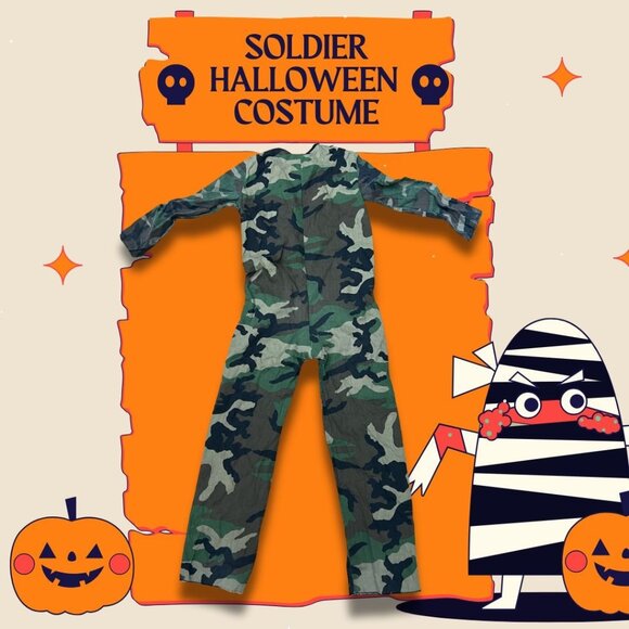 Kids Camouflage Soldier Halloween Costume With Accessories - Picture 1 of 7